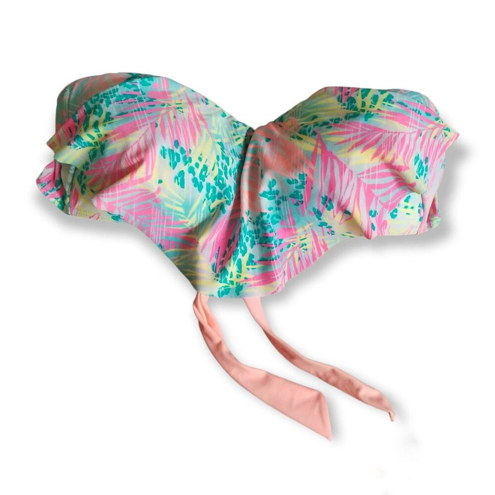 SO Bikini Strapless Top, Floral Pink - Size L